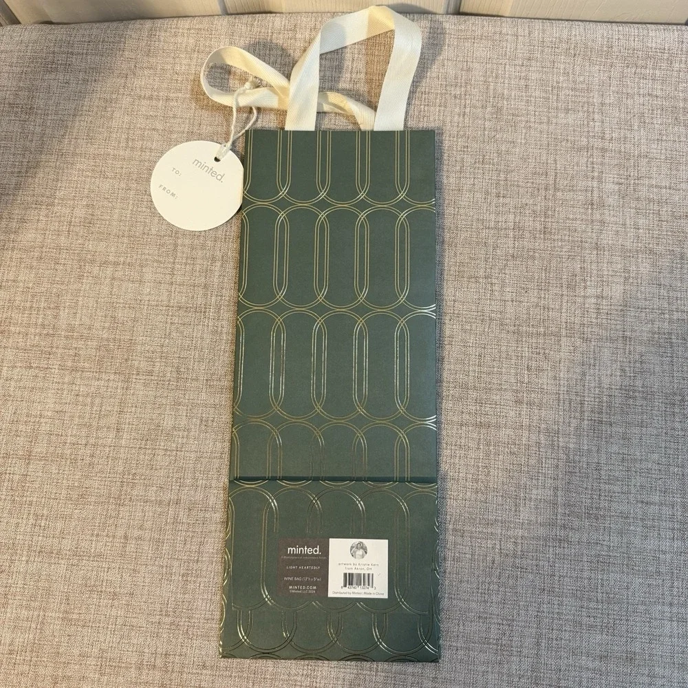 Green‎ and Gold Minted Wine Gift Bags - 10 Pack - New Gift Bags for Wine